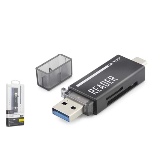 iETOP TC306AC USB Type-C 3.2 Gen1 Kart Okuyucu SD MicroSD 5 Gbps Siyah