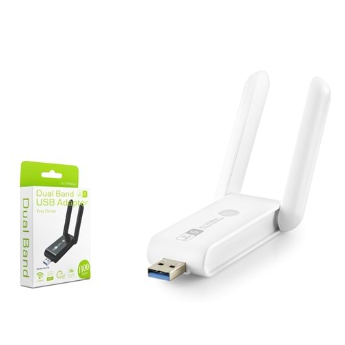 PIX-LINK UAC27DB USB WiFi Adaptör AC650 Dual Band - Beyaz