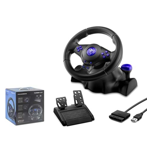 HADRON VW9803 Oyuncu Direksiyon Seti 180° PS3 PS2 PC Uyumlu - Siyah