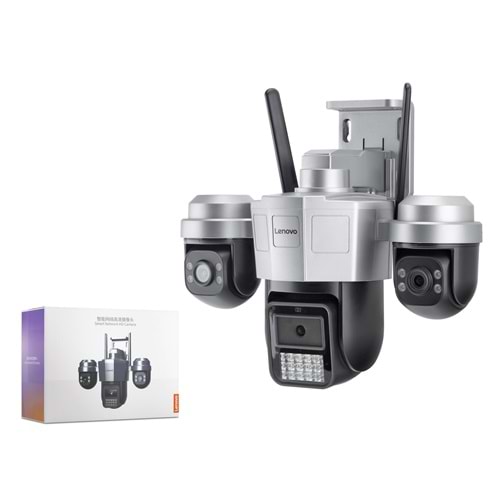 LENOVO W11CZ Smart Wi-Fi IP Güvenlik Kamerası 3 Lens 3x3MP PTZ - Siyah
