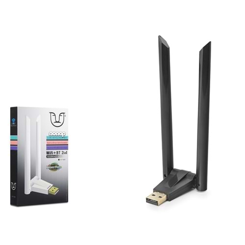 NONAP W168 USB WiFi Adaptör Dual Band Bluetooth 4.2 - Siyah