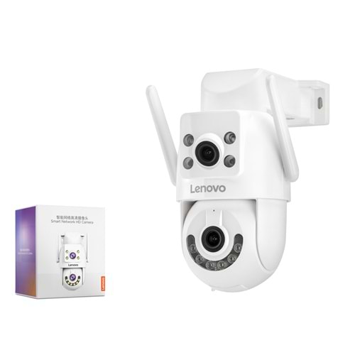 LENOVO X6T Smart Wi-Fi IP Güvenlik Kamerası 2 Lens 2x3MP PTZ - Beyaz