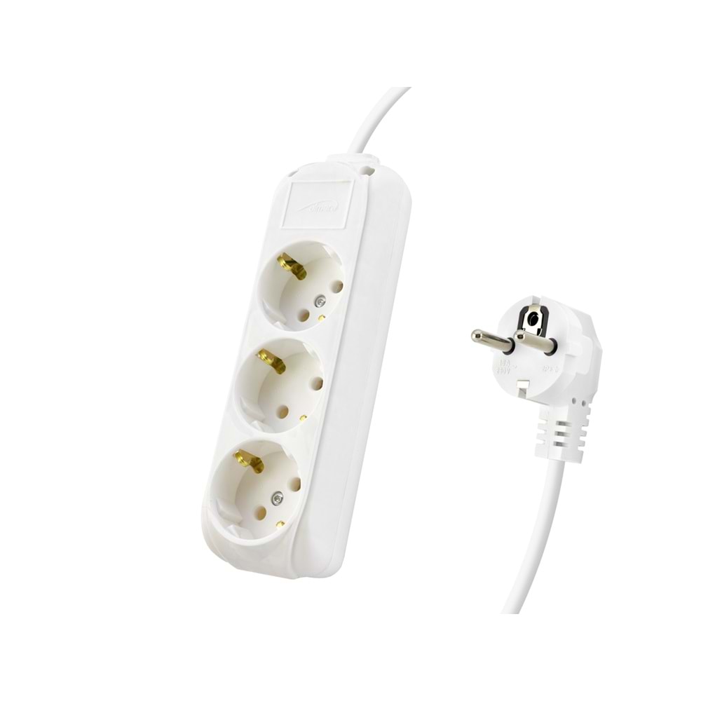 ALMERA 9230105 Topraklı Uzatma Kablosu 3 Priz 5 m - Beyazz