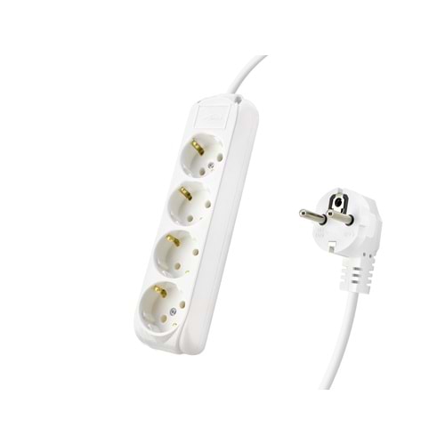 ALMERA 9240102 Topraklı Uzatma Kablosu 4 Priz 3 m - Beyaz