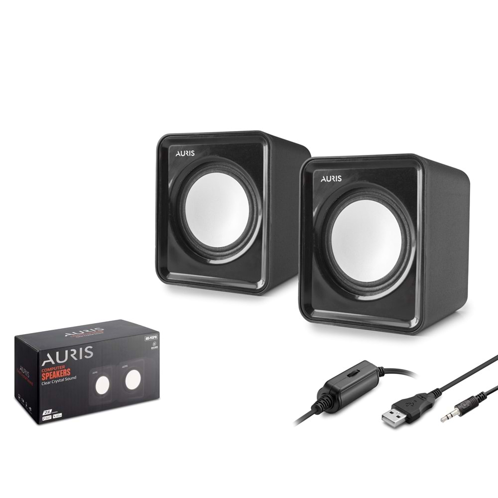 AURIS ARS-PCSP10 Masaüstü Hoparlör 2.0 USB + 3.5mm - Siyah