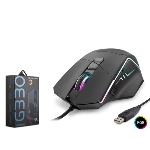 HADRON G330 Gaming Mouse 6400 DPI RGB - Siyah