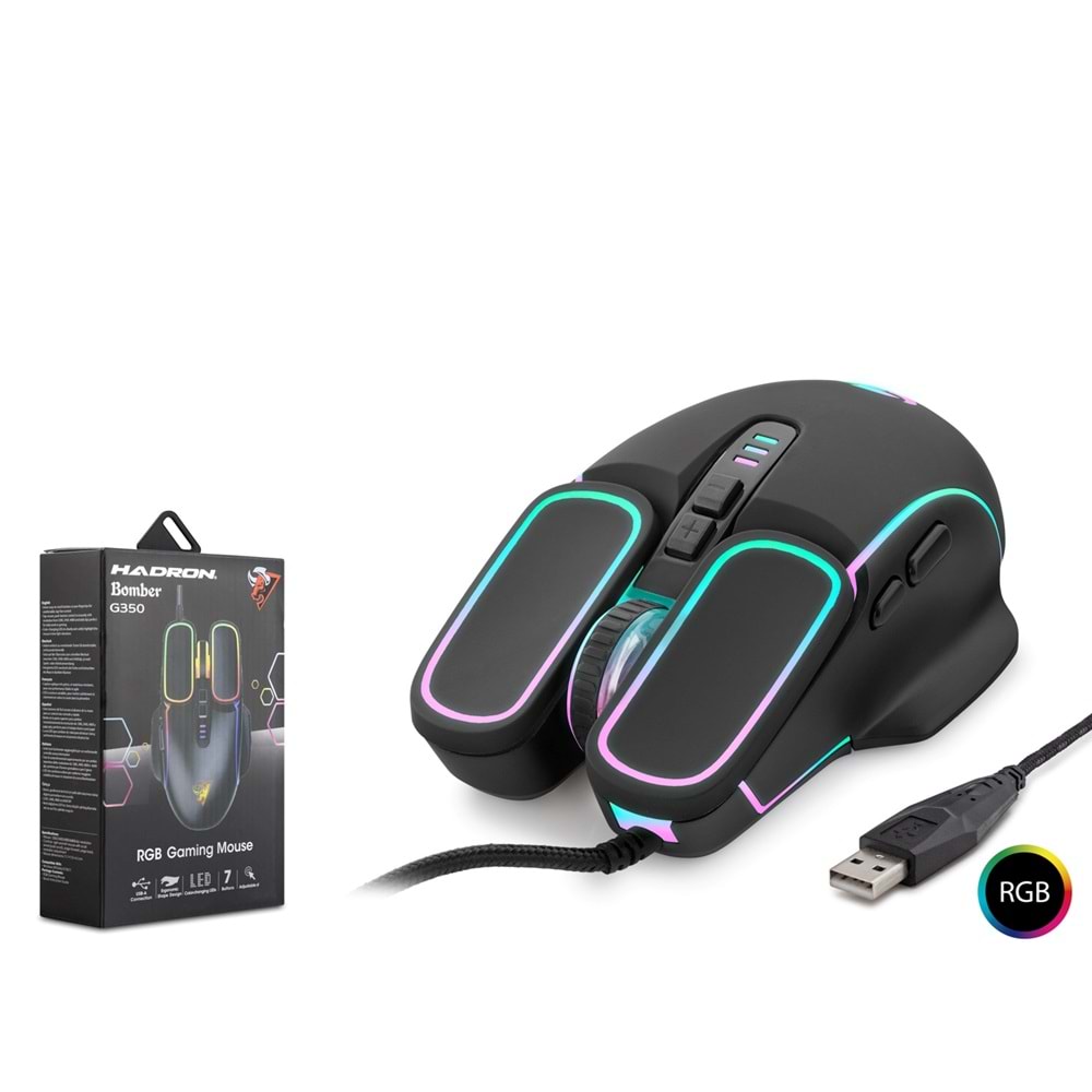 HADRON G350 Gaming Mouse 6400 DPI RGB - Siyah