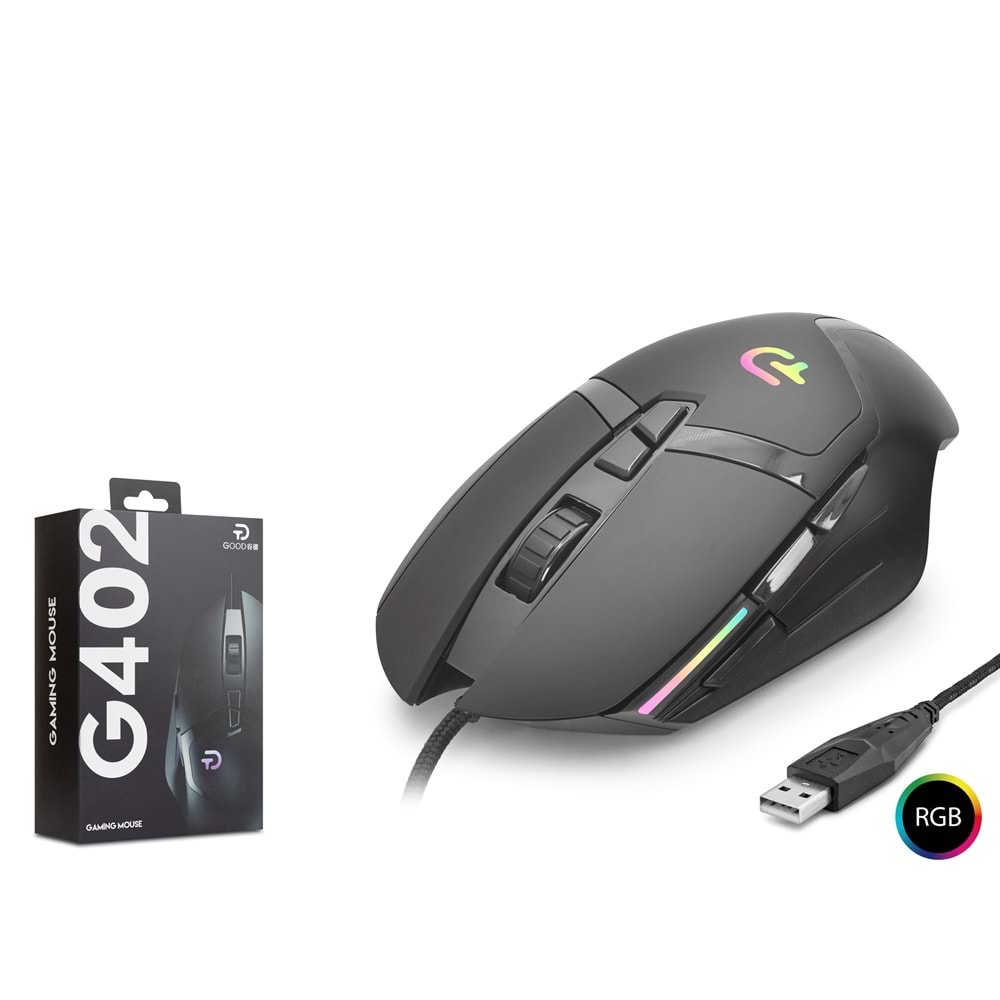 NODAR G402 Gaming Mouse 7200 DPI 7 Tuş 1000 Hz RGB - Siyah