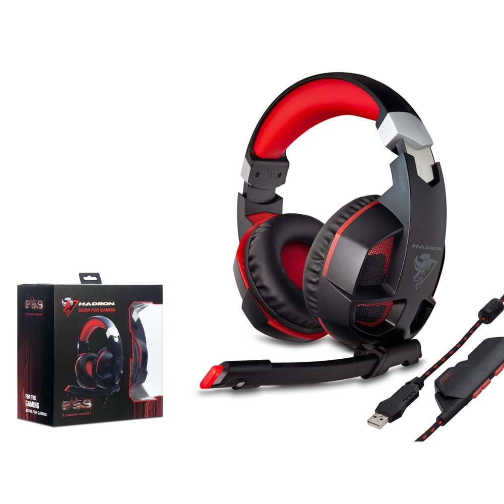 HADRON G59 Gaming Kulaklık USB 7.1 PS4 Uyumlu LED - Siyah Kırmızı