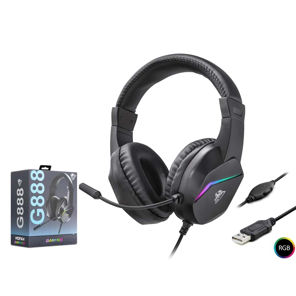 MOFAN G888 Gaming Kulaklık USB RGB - Siyah