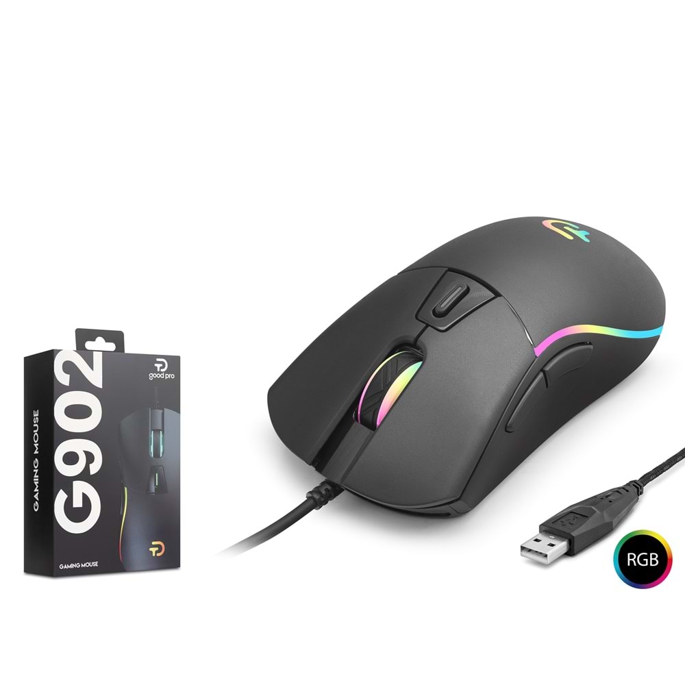 NODAR G902 Gaming Mouse 3600 DPI 6 Tuş 1000 Hz RGB - Siyah