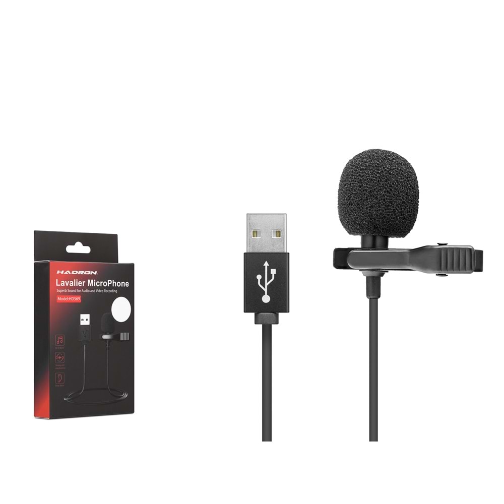 HADRON HD569 Bilgisayar Mikrofonu USB 1.5 m - Siyah