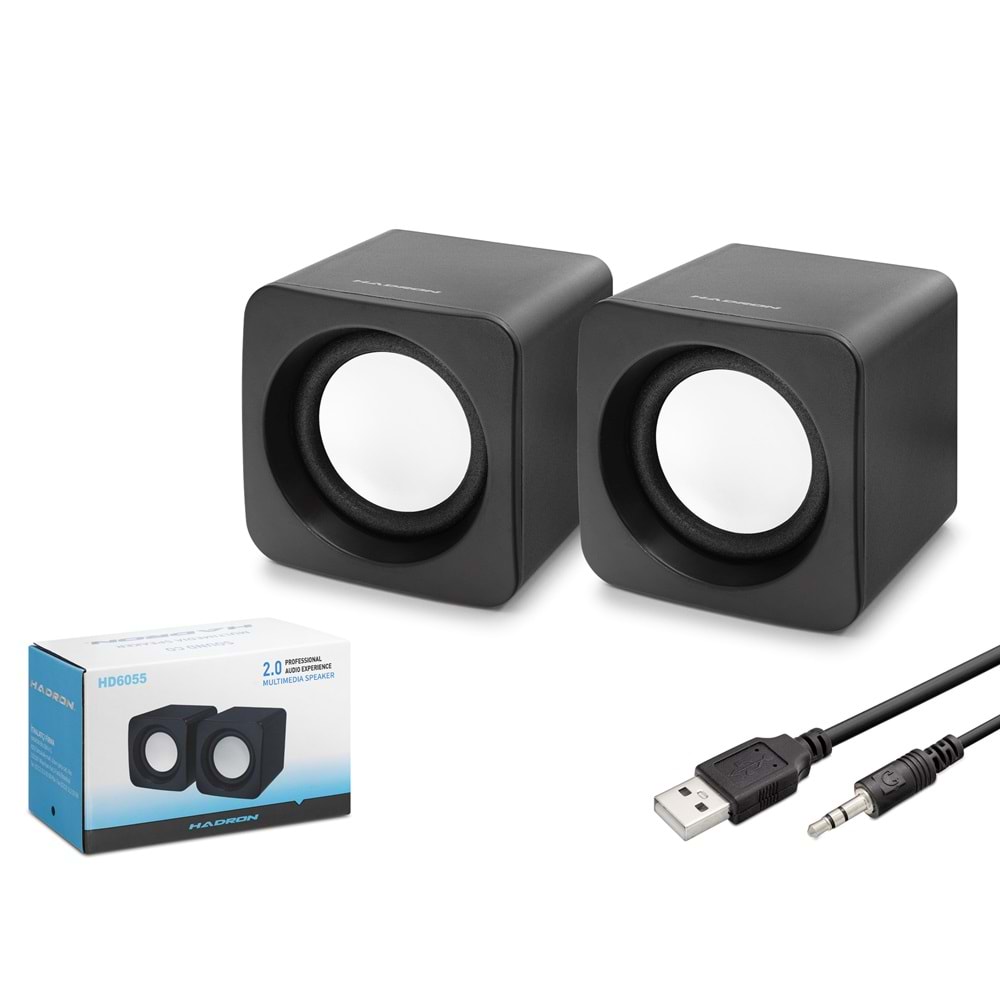 HADRON HD6055 Masaüstü Hoparlör 1+1 USB + 3.5mm - Siyah