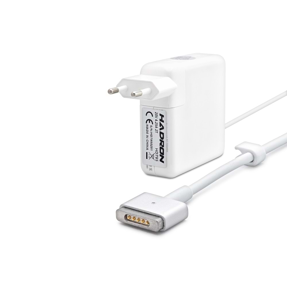 HADRON HD795 20V 4.25A 85W Laptop Adaptörü - T Tip - Apple MacBook Uyumlu - Beyaz