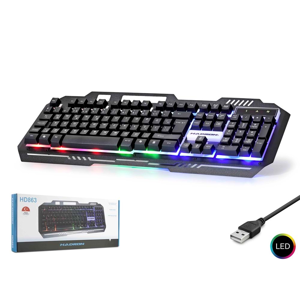 HADRON HD863 Gaming Klavye Metal Gövde LED - Siyah