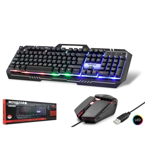 NOVATOR HD865 Gaming Klavye ve Mouse Seti LED - Siyah