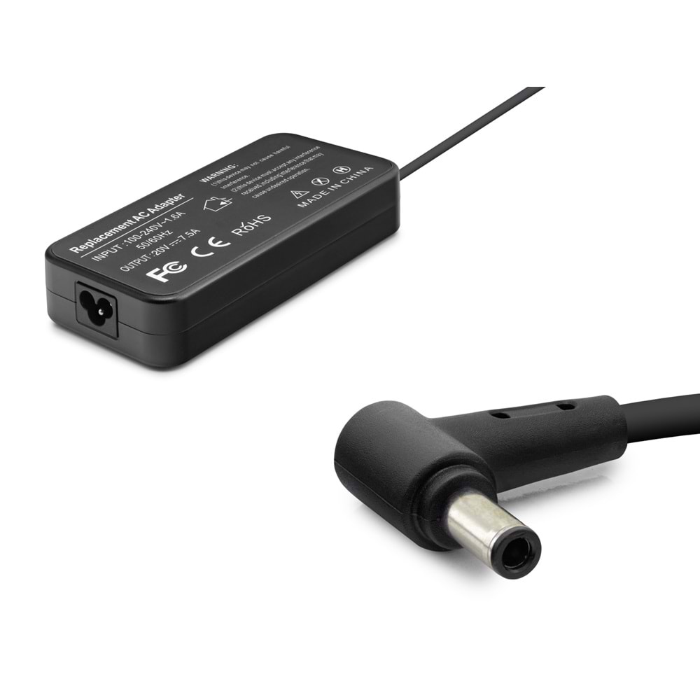 HADRON HD8867 20V 7.5A 150W Laptop Adaptörü - 6.0x3.7mm - Asus ROG, TUF Uyumlu - Siyah