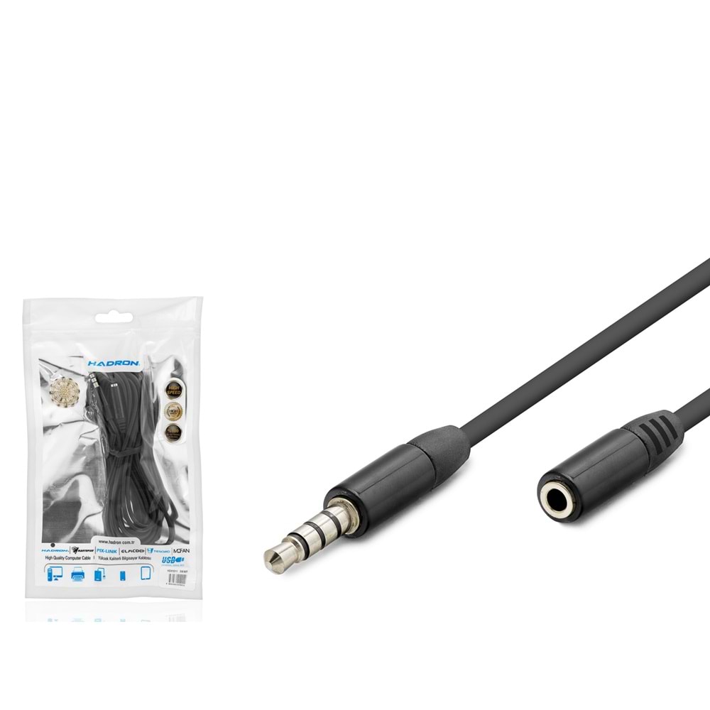 HADRON HDX1011 3.5 mm TRRS AUX Uzatma Kablosu 3 m - Siyah