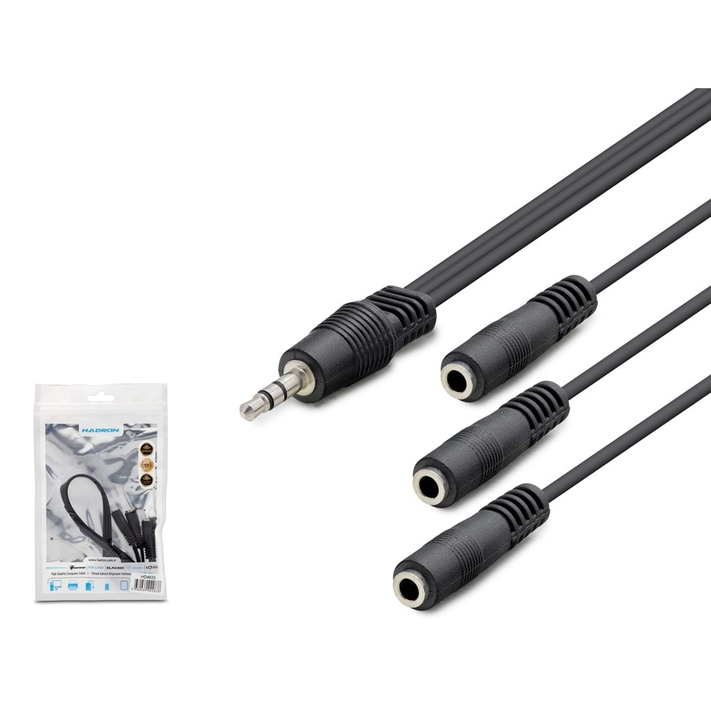 HADRON HDX1023 3.5 mm Kulaklık Çoklayıcı Splitter Kablosu 30 cm - Siyah