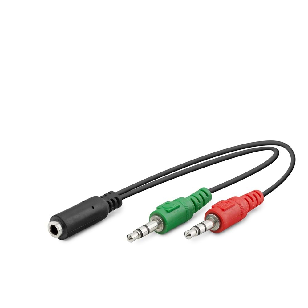 HADRON HDX1053 2x 3.5 mm Kulaklık ve Mikrofon Splitter Kablosu 20 cm - Siyah