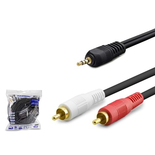 HADRON HDX1061 3.5 mm to 2 RCA Kablo 10 m - Siyah