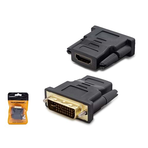 HADRON HDX1260 DVI-I 24+5 to HDMI Dişi Görüntü Dönüştürücü - Siyah