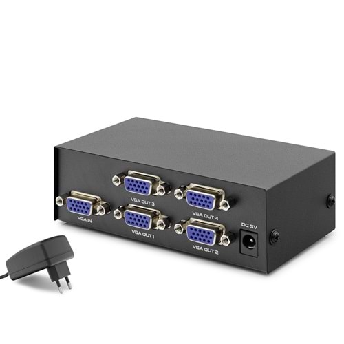 HADRON HDX1278 VGA Splitter 1 In 4 Out 200 MHz - Siyah