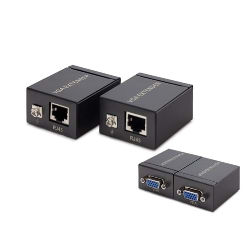 HADRON HDX1285 VGA RJ45 Extender Görüntü Aktarım Seti 60 m – Siyah