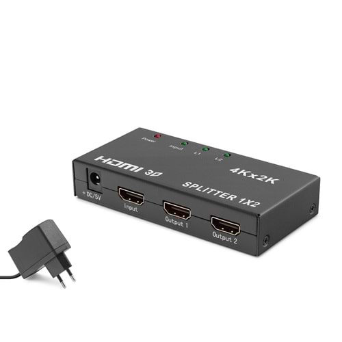 HADRON HDX1295 HDMI Splitter 4K 3D 1 In 2 Out - Siyah