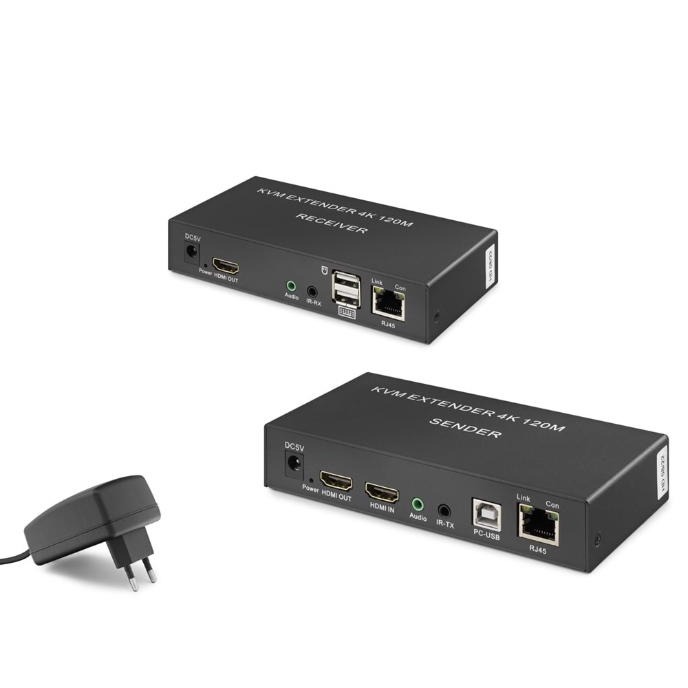 HADRON HDX1306 HDMI KVM Extender 4K 120 m - Siyah