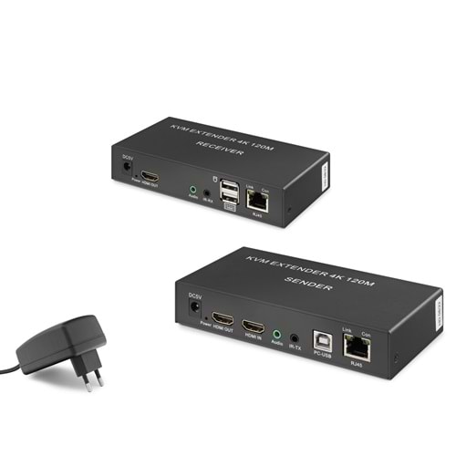HADRON HDX1306 HDMI KVM Extender 4K 120 m - Siyah