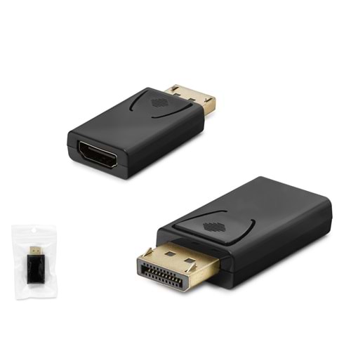 HADRON HDX1312 DisplayPort to HDMI Dişi Görüntü Dönüştürücü 4K 30 Hz - Siyah