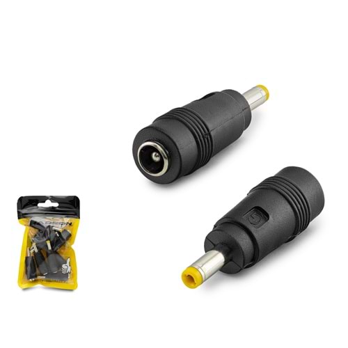HADRON HDX1316 DC Jack Dönüştürücü 5.5 x 2.5 mm Soket 4.0 x 1.7 mm Fiş 10 Lu Paket - Siyah