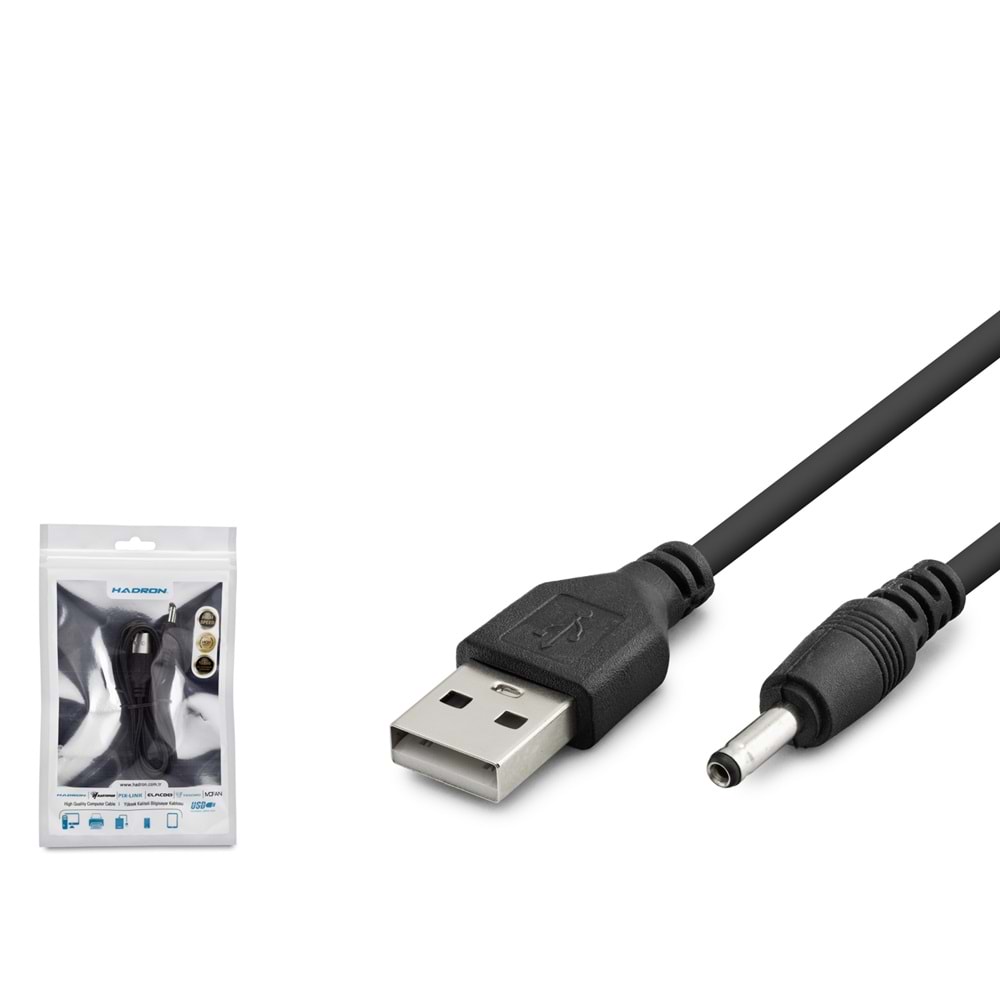 HADRON HDX1320 USB DC Tablet Şarj Kablosu 3.5 x 1.35 mm 1 m - Siyah
