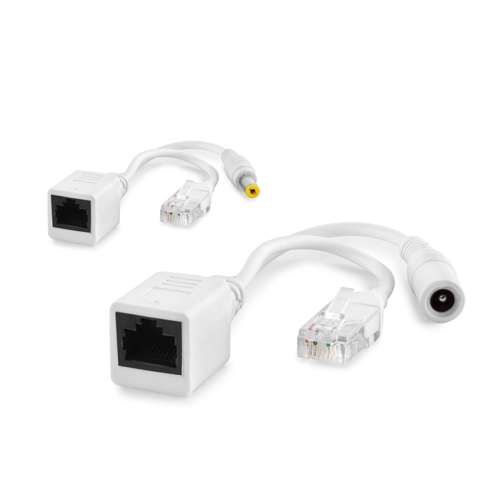 HADRON HDX1324 IP Kamera PoE Splitter RJ45 + DC Güç Adaptörü - Beyaz