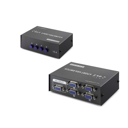 HADRON HDX1329 VGA Switch 4 In 1 Out 54 MHz - Siyah