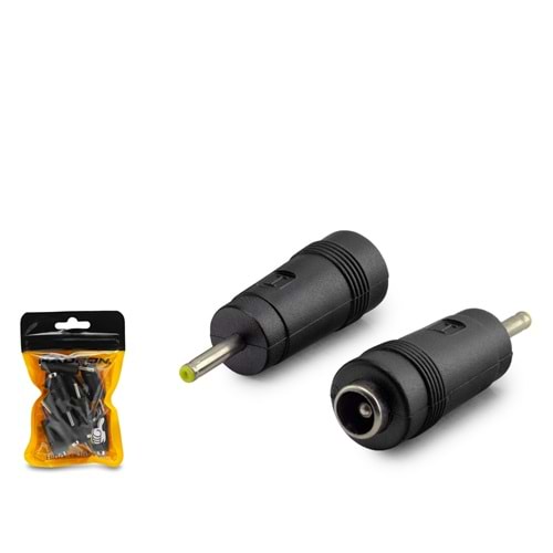 HADRON HDX1338 DC Jack Dönüştürücü 5.5 x 2.5 mm Soket 2.3 x 0.7 mm Fiş 10 Lu Paket - Siyah