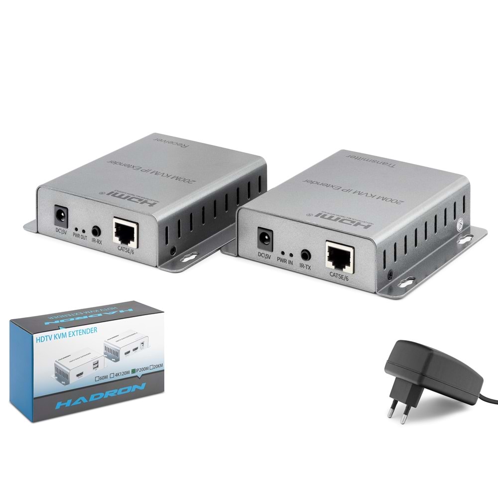 HADRON HDX1343 HDMI KVM IP Extender 200 m - Gümüş