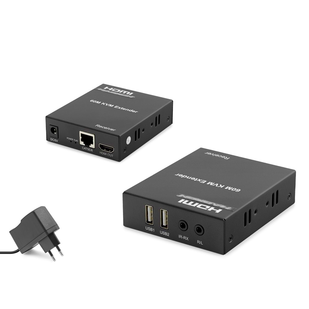 HADRON HDX1345 HDMI KVM Extender 1080P 60 m - Siyah