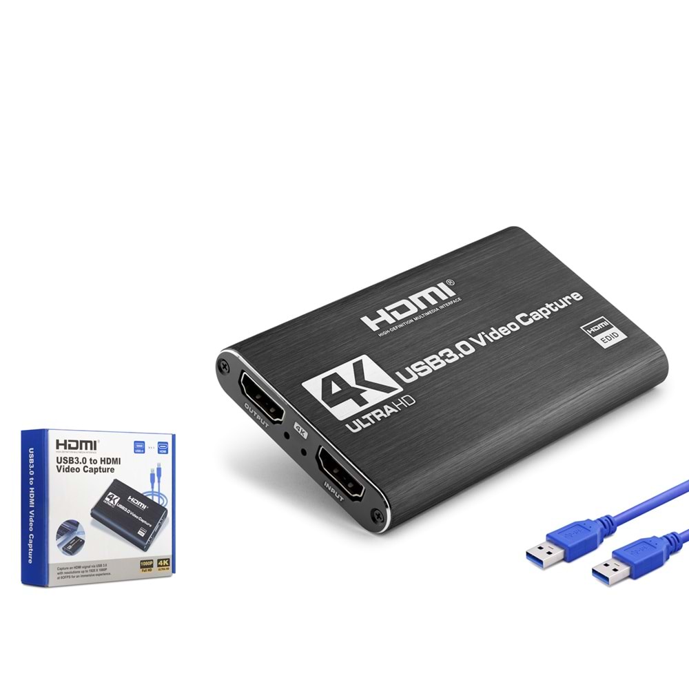 HADRON HDX1358 USB 3.0 to HDMI Video Capture 4K Ultra HD - Siyah