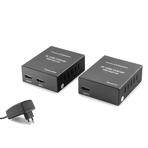 HADRON HDX1368 HDMI Extender Loop-Out 4K 120 m - Siyah