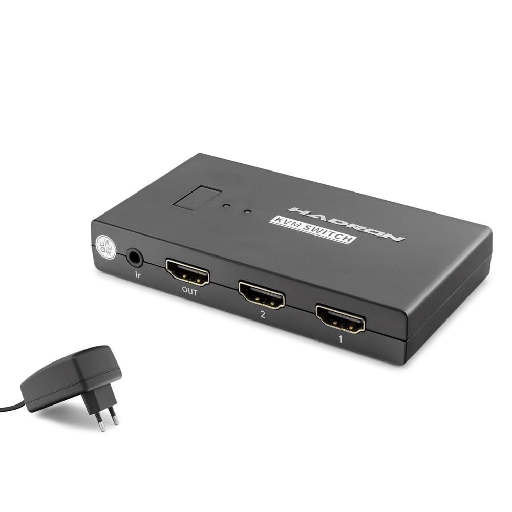 HADRON HDX1373 HDMI KVM Switch 2 In 1 Out + 4 Port USB (Klavye/Mouse) Dahili HDMI + USB Kablolu - Siyah