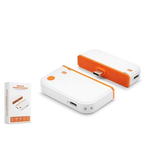 HADRON HDX1417 Type-C Verici + HDMI Alıcı Kablosuz Görüntü ve Ses Aktarım Seti 1080P 50 m - Beyaz