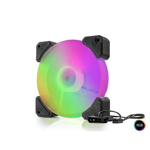 HADRON HDX1518 Kasa Fanı RGB 12 cm - Siyah