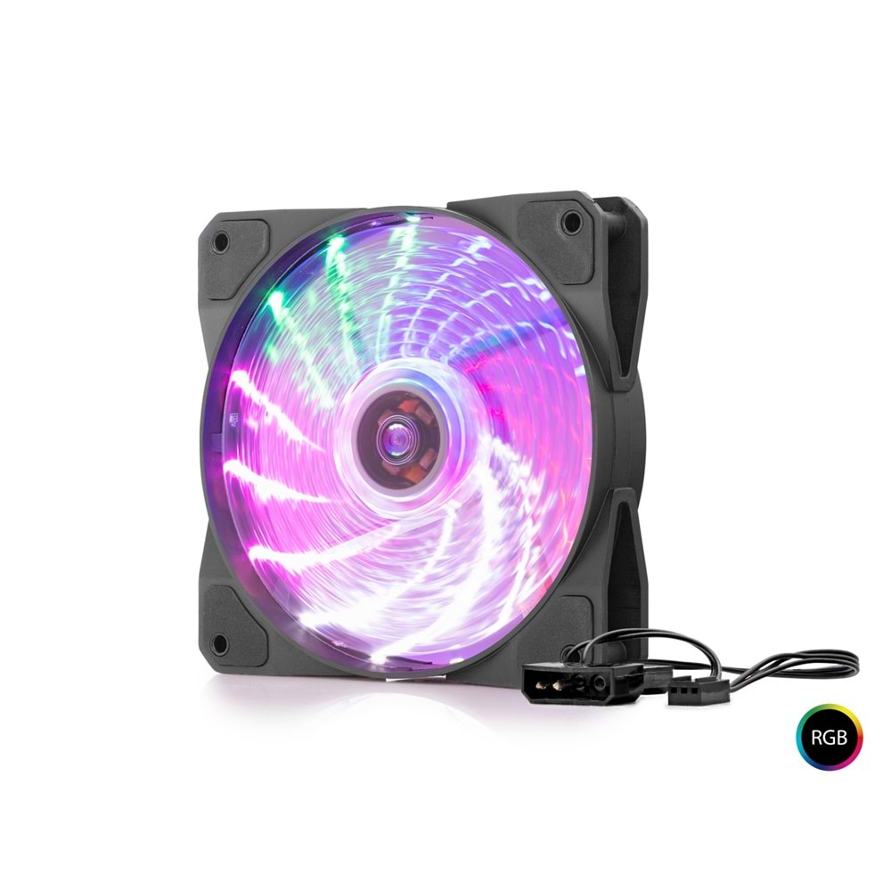 HADRON HDX1519 Kasa Fanı RGB 12 cm - Siyah
