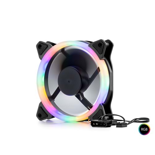 HADRON HDX1522 Kasa Fanı RGB 12 cm - Siyah