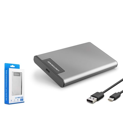 HADRON HDX1782 2.5 SATA HDD/SSD Harici Disk Kutusu USB 3.0 Type-C RGB - Gümüş