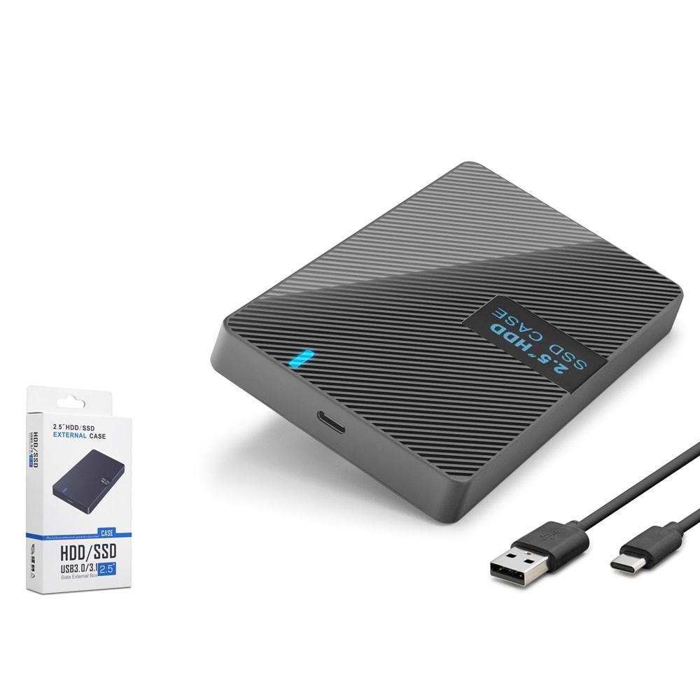 HADRON HDX1793 2.5 SATA HDD/SSD Harici Disk Kutusu USB 3.0 Type-C - Siyah