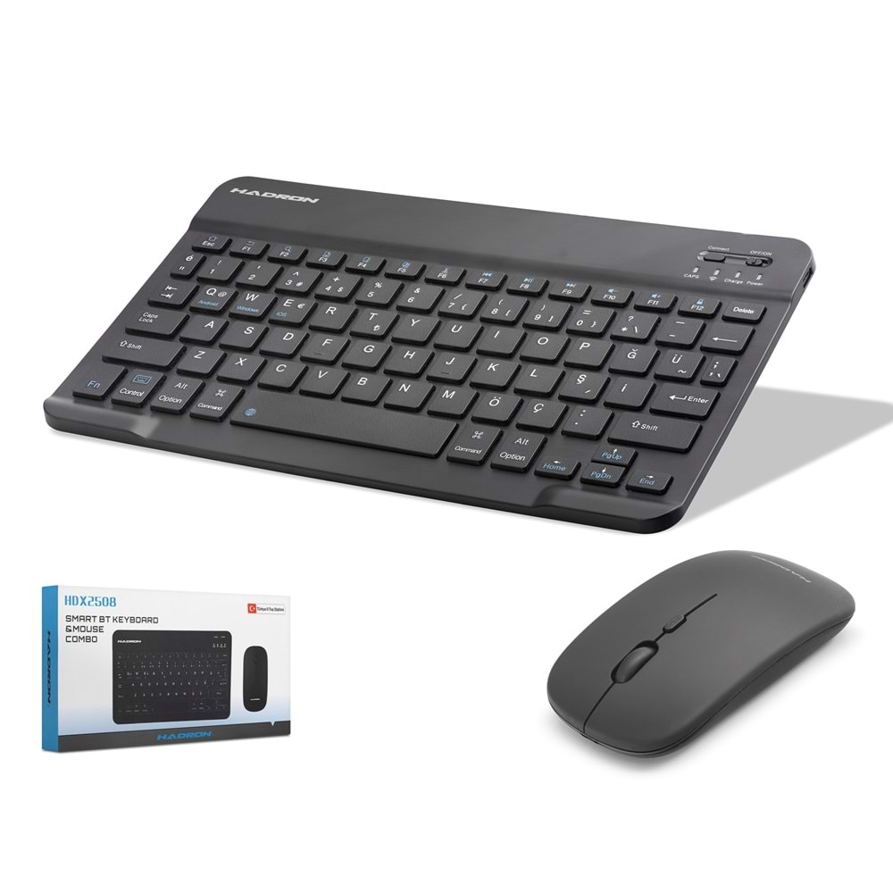 HADRON HDX2508 Kablosuz Bluetooth Smart Klavye ve Mouse Seti - Siyah