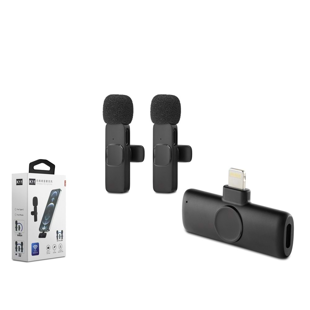 HADRON HDX2786 Lightning Kablosuz 2’li Mikrofon Seti - Siyah